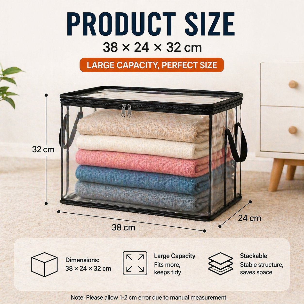 3 piezas Oferta por tiempo limitado: 49% de descuento. Bolsa de almacenamiento de plástico transparente, grande, resistente y gruesa para ropa, mudanzas y almacenamiento
