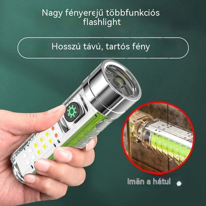 👍👍Kompakt, nagy fényerejű zseblámpa többfunkciós oldalsó fénnyel, C típusú gyorstöltéssel, hordozhatósággal és ultrahosszú akkumulátor-üzemidővel.
