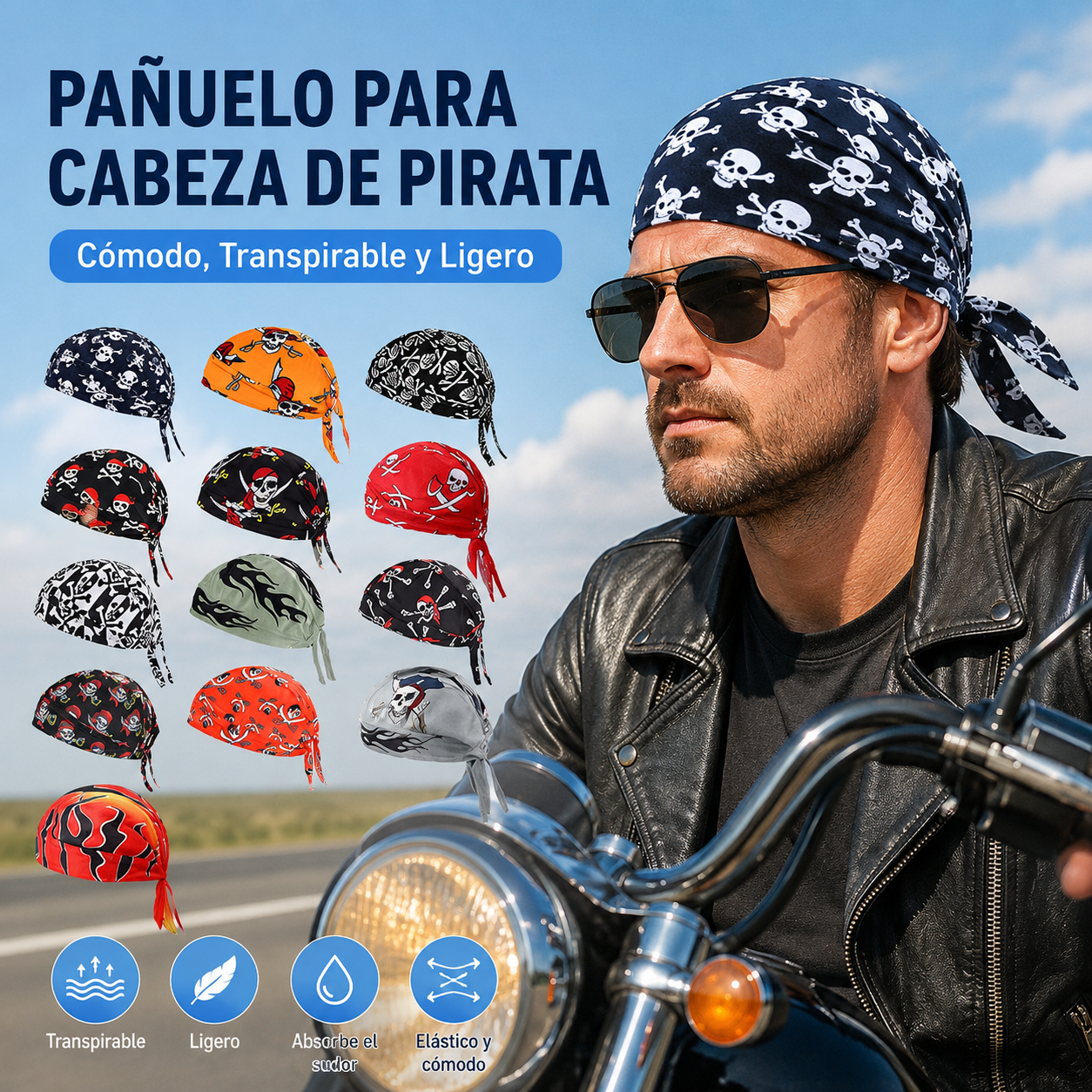 🏝【Paquete de gran valor – 5 piezas】Elegante sombrero/pañuelo para la cabeza de estilo retro hecho de seda transpirable