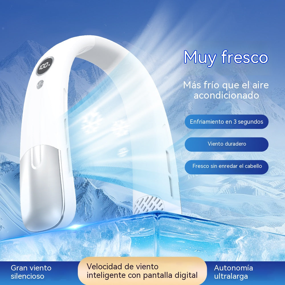 💨【Versión actualizada】 Ventilador de aire acondicionado con cuello – Extremadamente silencioso, portátil y giratorio 360° – Ideal para el verano 🌞