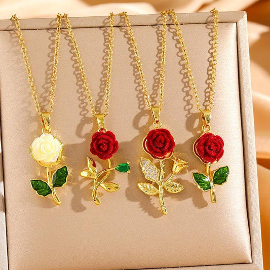 🔥Купете 1, вземете 1 безплатно🔥🌹💎 Колие с висулка роза за жени