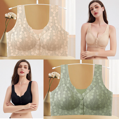 😍【Compra 1 y llévate 1 gratis】❤️【40-100 kg】2026 Nuevo sujetador de cierre frontal sin aros para mujer, tirantes sin costuras, push-up y antiflacidez