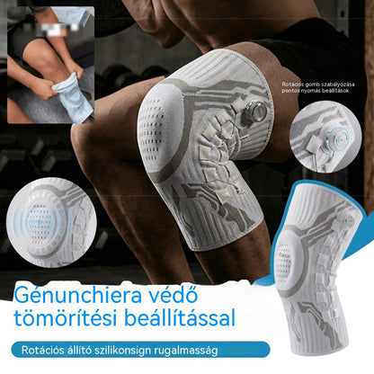 🔥【30% OFF】🦵🦵Kültéri futáshoz és edzéshez alkalmas, rugós támasztással ellátott, szilikon lengéscsillapítóval rendelkező, kötött, kompressziós sport térdvédő