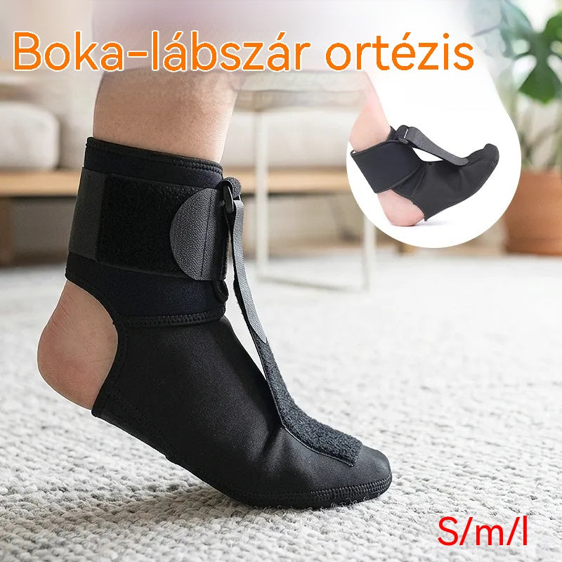 🔥【2 db】Lábszár- és talpi fasciitis ortézis – Állítható bokatámasz, Varus/Valgus korrekció, rugalmas szalag és csúszásgátló talp