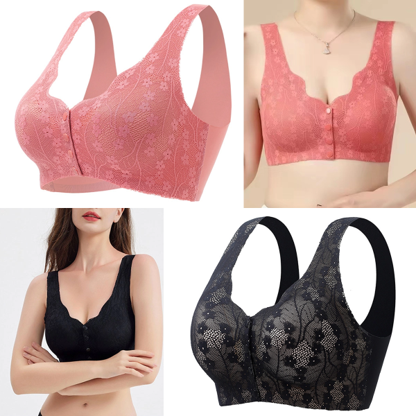 😍【Compra 1 y llévate 1 gratis】❤️【40-100 kg】2026 Nuevo sujetador de cierre frontal sin aros para mujer, tirantes sin costuras, push-up y antiflacidez