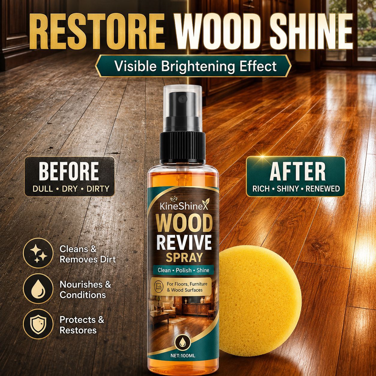 🌟Compra 1 y llévate 1 gratis🌳 Limpiador y abrillantador para suelos de madera