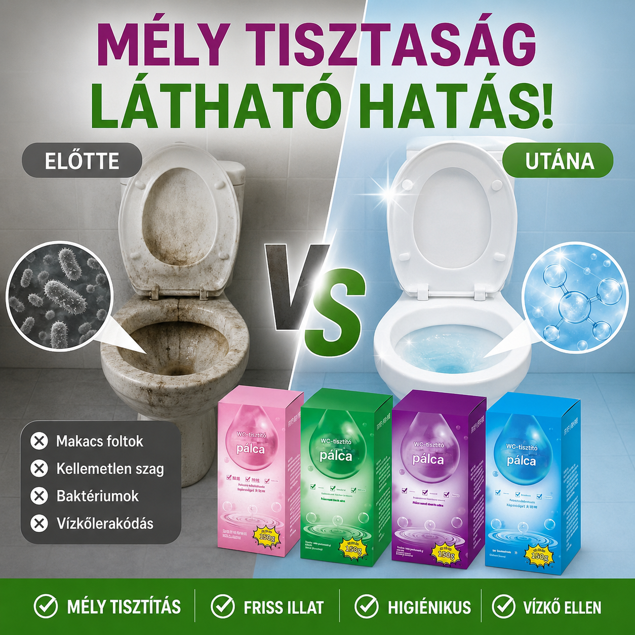 🚽🌟【Vásároljon 1-at, kap 2-at ingyen】 Automatikus WC-tisztító pálca, szagtalanító eszköz