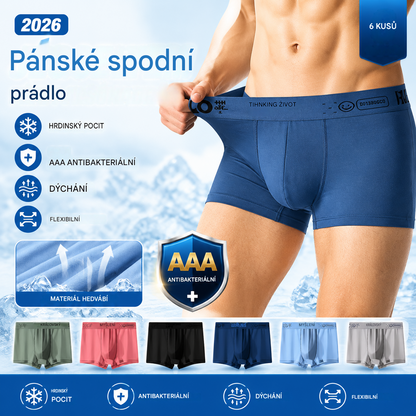 🔥【6dílná sada】🧊 Poslední den sleva 49 % --- Pánské boxerky ve tvaru U z konvexní síťoviny s antibakteriálním efektem, plus size ❤️ (40 kg-110 kg)