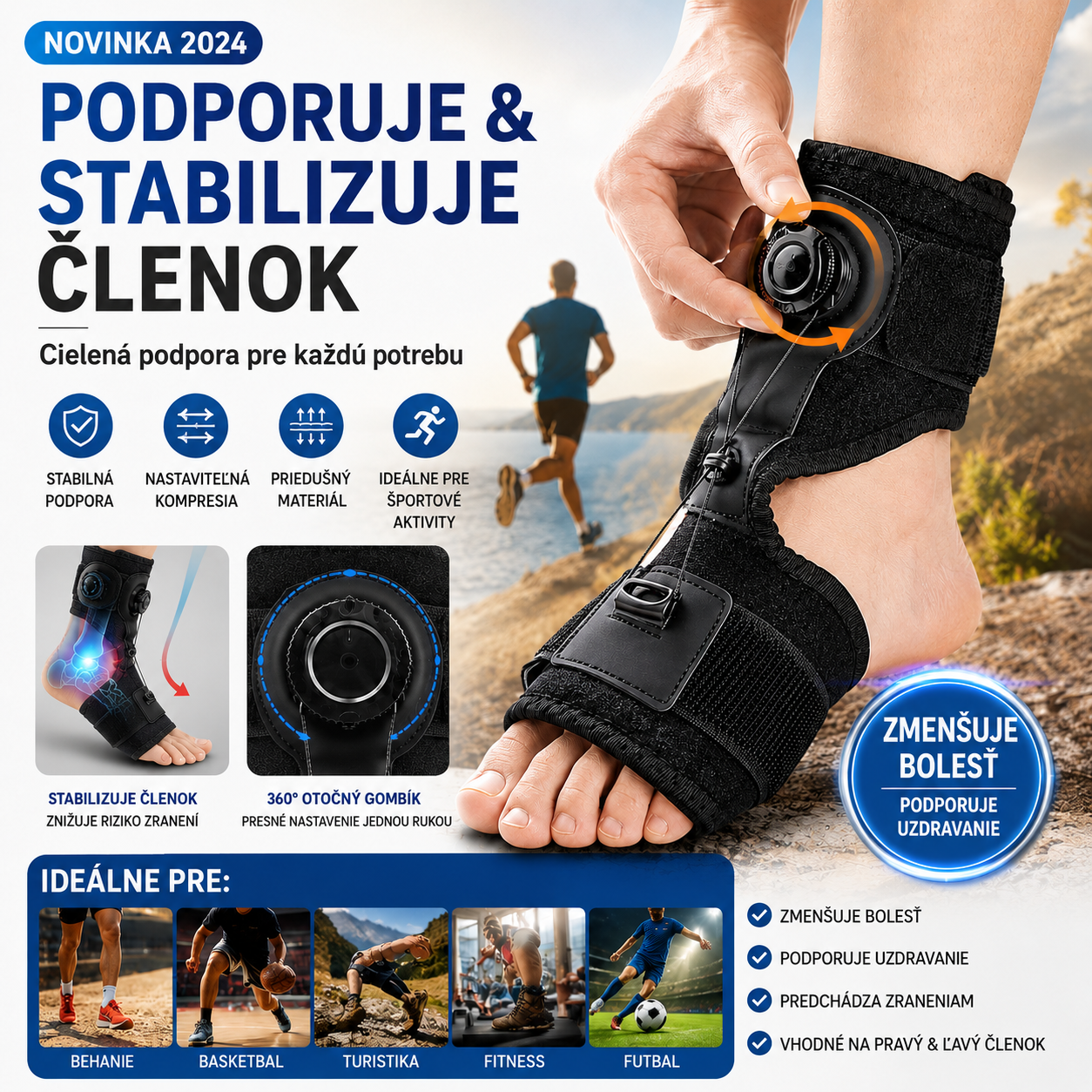 【2 ks】Zdravotnícke ortopedické vložky na liečbu poklesnutého chodidla a plantárnej fasciitídy, s otočným nastavovacím gombíkom a hliníkovou oporou, vhodné na denné aj nočné použitie.