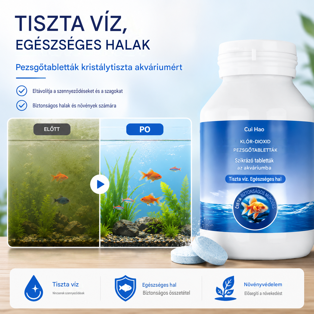 🐟【100 tabletta】【Vásároljon 1-et, kapjon 2-t ingyen】💧 Pezsgőtabletták akvárium és tóvíz tisztítására, akvárium oxigénes tabletták 🔥