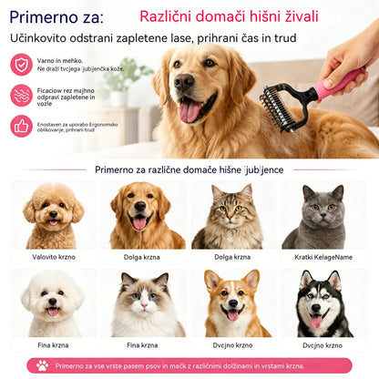 🐱🐕🐈 Večnamenski glavnik 3 v 1 za razvozlavanje dlake hišnih ljubljenčkov, glavnik za odstranjevanje dlake pri psih in mačkah.