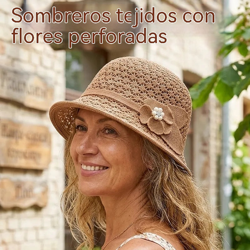 🔥Compra 1 y llévate 1 gratis👒Elegante sombrero de sol con diseño trenzado calado, ofrece una fuerte protección contra los rayos solares.
