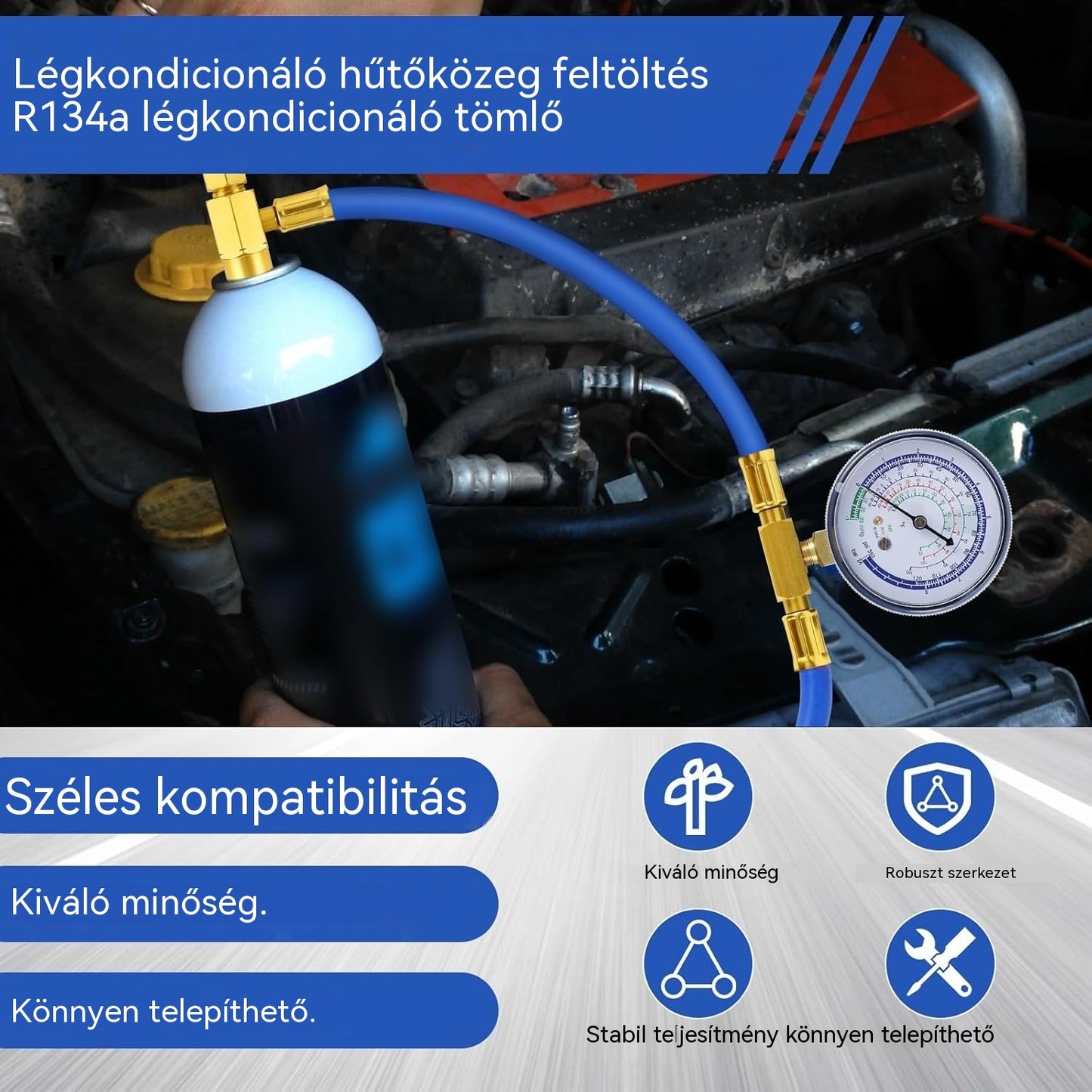 🔧❄️ R134a AC hűtőközeg utántöltő tömlő nyomásmérővel – Szivárgásmentes, könnyen leolvasható és kompatibilis autókkal, teherautókkal vagy otthoni légkondicionálókkal – Biztonságos barkácsolás 🚗