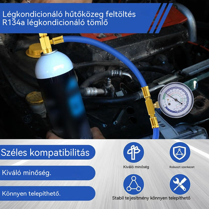 🔧❄️ R134a AC hűtőközeg utántöltő tömlő nyomásmérővel – Szivárgásmentes, könnyen leolvasható és kompatibilis autókkal, teherautókkal vagy otthoni légkondicionálókkal – Biztonságos barkácsolás 🚗