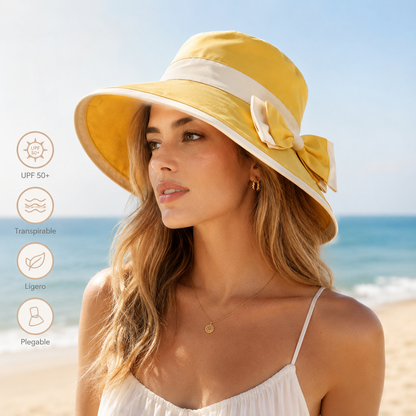 🌞📢 50% kedvezmény! 👒 Női széles karimájú napkalap masnival: Könnyű, lélegző és UV-védő 🌸