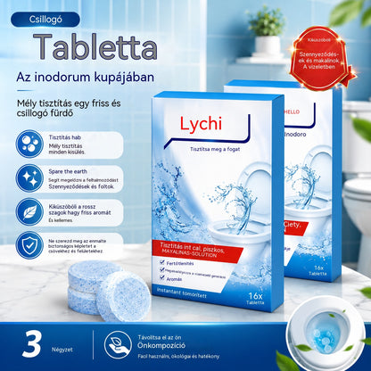 【3 csomag (1 csomag 16 tablettát tartalmaz)】✨ Erős WC-tisztító hab: Gyorsan és hatékonyan eltávolítja a szennyeződéseket, a szagokat és a vízkövet, így a WC friss és tiszta marad!