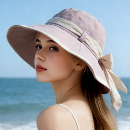 🌞📢 ¡50% de descuento! 👒 Sombrero de sol de ala ancha con lazo para mujer: ligero, transpirable y con protección UV 🌸
