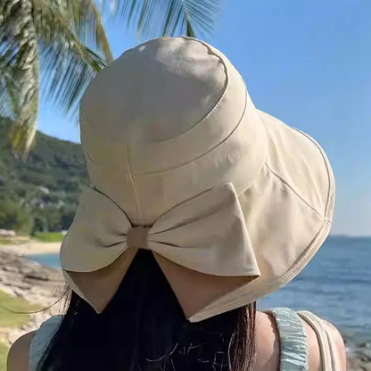 👒 ¡50% DE DESCUENTO POR TIEMPO LIMITADO! ✨ Sombrero de sol de ala ancha con lazo para mujer – Plegable, protección 360° 🎀