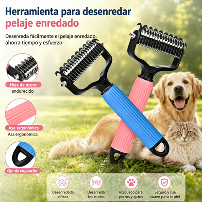 🐱🐕🐈 Peine multifuncional 3 en 1 para desenredar el pelo de mascotas, peine para eliminar el pelo de perros y gatos.