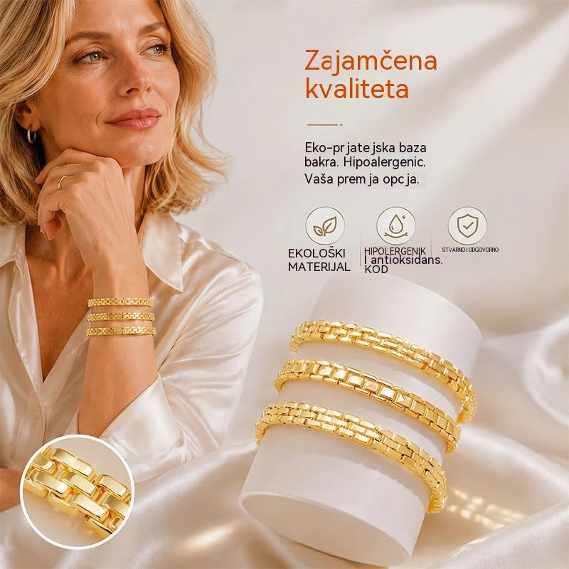 ✨ 50% popusta! 🔷 Geometrijska narukvica s lancem: Jednostavna, moderna i sofisticirana. Savršena za svakodnevno nošenje ili kao ukras. Udobna i svestrana. 💫