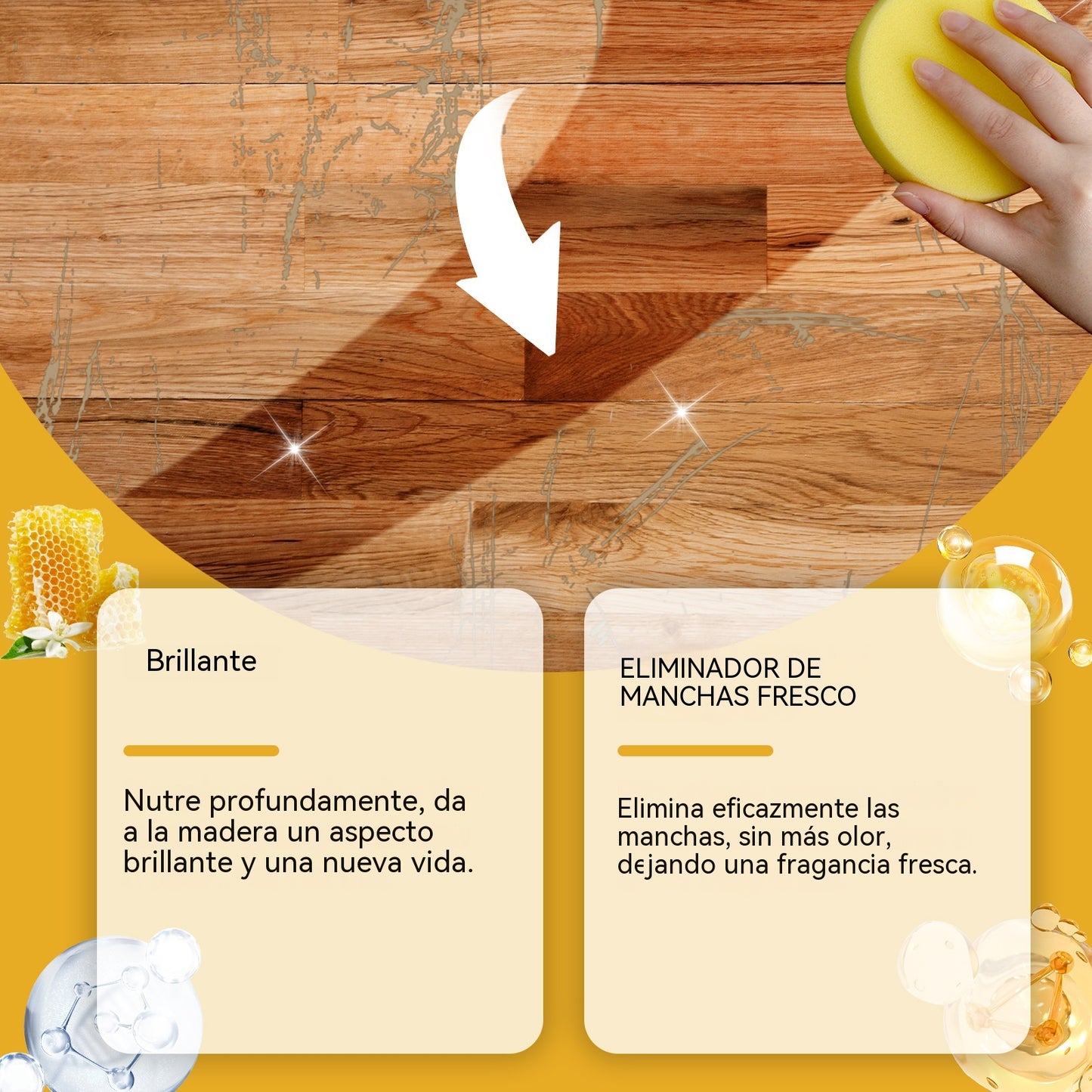 🔥Oferta especial por tiempo limitado🔥🧼Limpiador y abrillantador todo en uno para superficies de madera, elimina manchas, previene el polvo y aporta brillo.