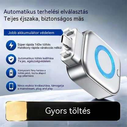 📳📳X01 140 W-os intelligens töltőleválasztó gyorstöltéssel: automatikus kikapcsolás, akkumulátorvédelem és biztonságos éjszakai töltés, C típusú.