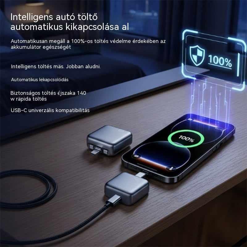 📳📳X01 140 W-os intelligens töltőleválasztó gyorstöltéssel: automatikus kikapcsolás, akkumulátorvédelem és biztonságos éjszakai töltés, C típusú.